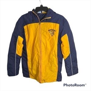 West Virginia Mountaineers NCAA Jacket Small Men’s Blue Gold Yellow